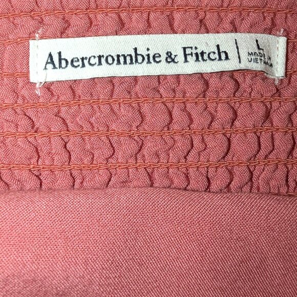 Abercrombie | Linen Blend Coral Pink Crop Top Cami w/ Smocked Back | Large - Picture 3 of 8